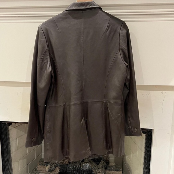 Denim & Co. 100% Leather Mens Blazer Jacket Medium Brown Classic Style - Picture 6 of 10